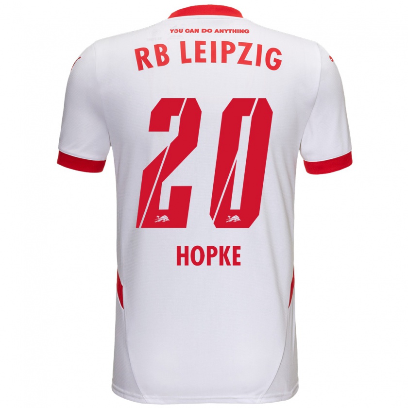 Kandiny Niño Camiseta Hannes Hopke #20 Blanco Rojo 1ª Equipación 2024/25 La Camisa Chile