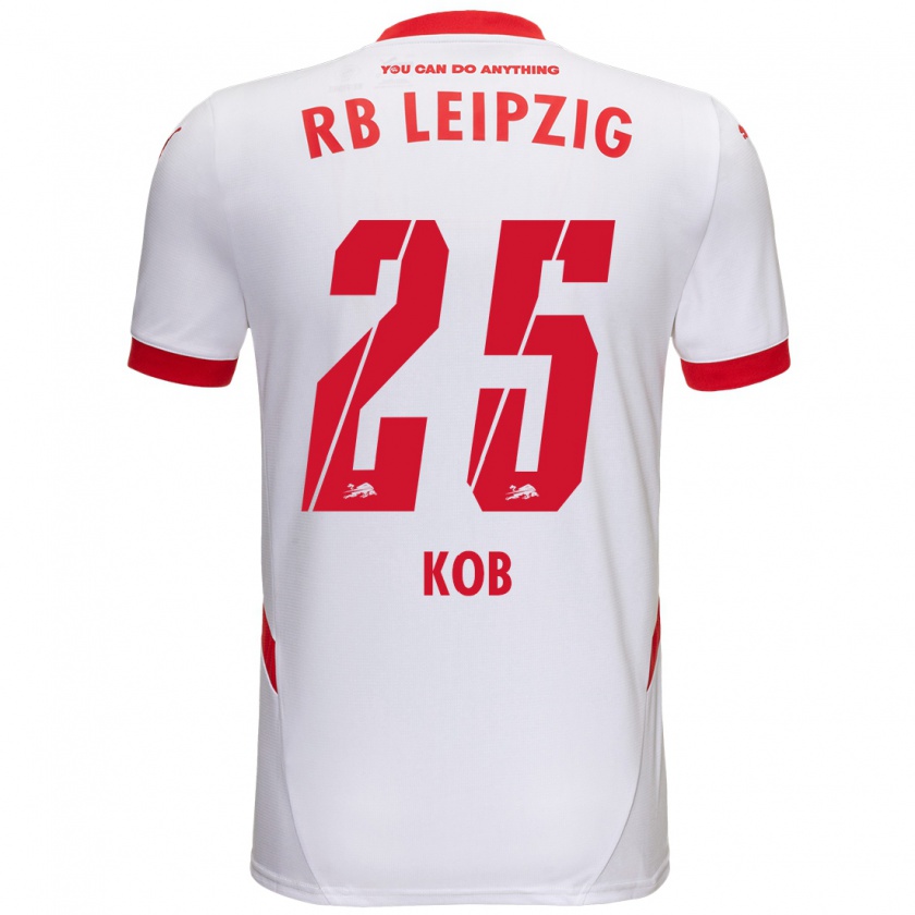 Kandiny Niño Camiseta Leon Koß #25 Blanco Rojo 1ª Equipación 2024/25 La Camisa Chile