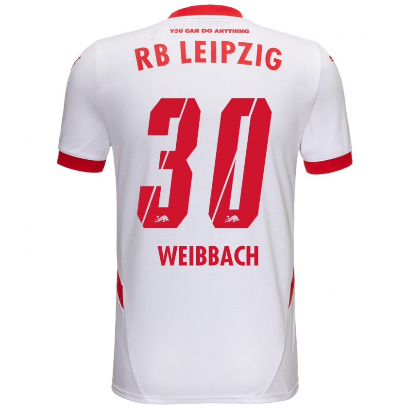 Kandiny Niño Camiseta Noah Weißbach #30 Blanco Rojo 1ª Equipación 2024/25 La Camisa Chile