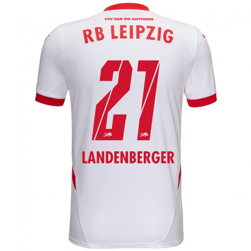 Kandiny Niño Camiseta Julia Landenberger #21 Blanco Rojo 1ª Equipación 2024/25 La Camisa Chile