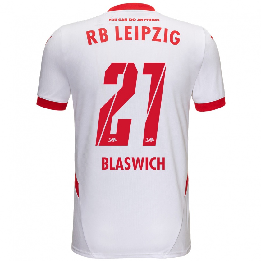 Kandiny Niño Camiseta Janis Blaswich #21 Blanco Rojo 1ª Equipación 2024/25 La Camisa Chile