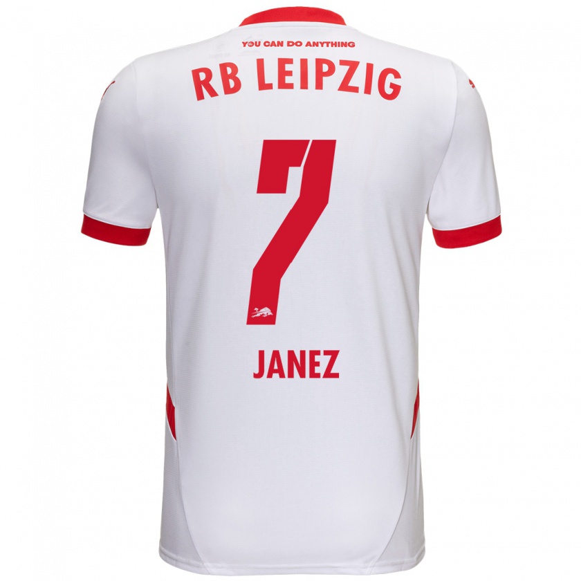 Kandiny Niño Camiseta Korina Lara Janež #7 Blanco Rojo 1ª Equipación 2024/25 La Camisa Chile