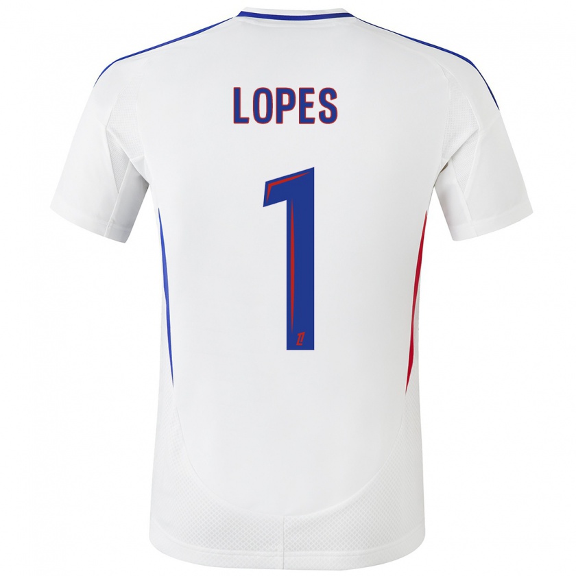 Kandiny Niño Camiseta Anthony Lopes #1 Blanco Azul 1ª Equipación 2024/25 La Camisa Chile