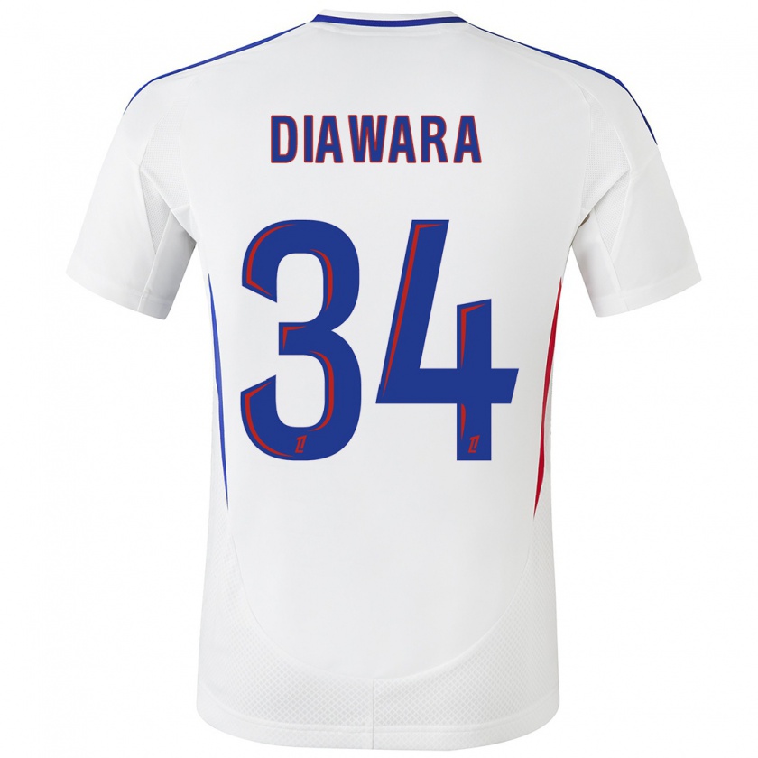 Kandiny Niño Camiseta Mahamadou Diawara #34 Blanco Azul 1ª Equipación 2024/25 La Camisa Chile