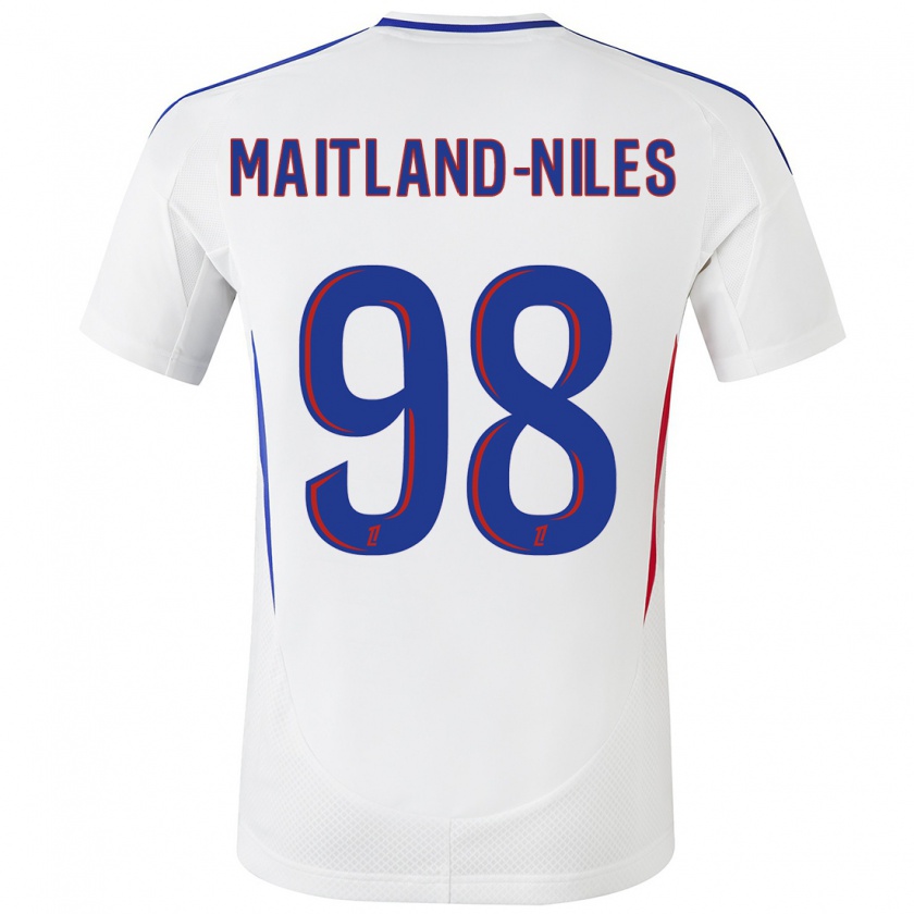 Kandiny Niño Camiseta Ainsley Maitland-Niles #98 Blanco Azul 1ª Equipación 2024/25 La Camisa Chile