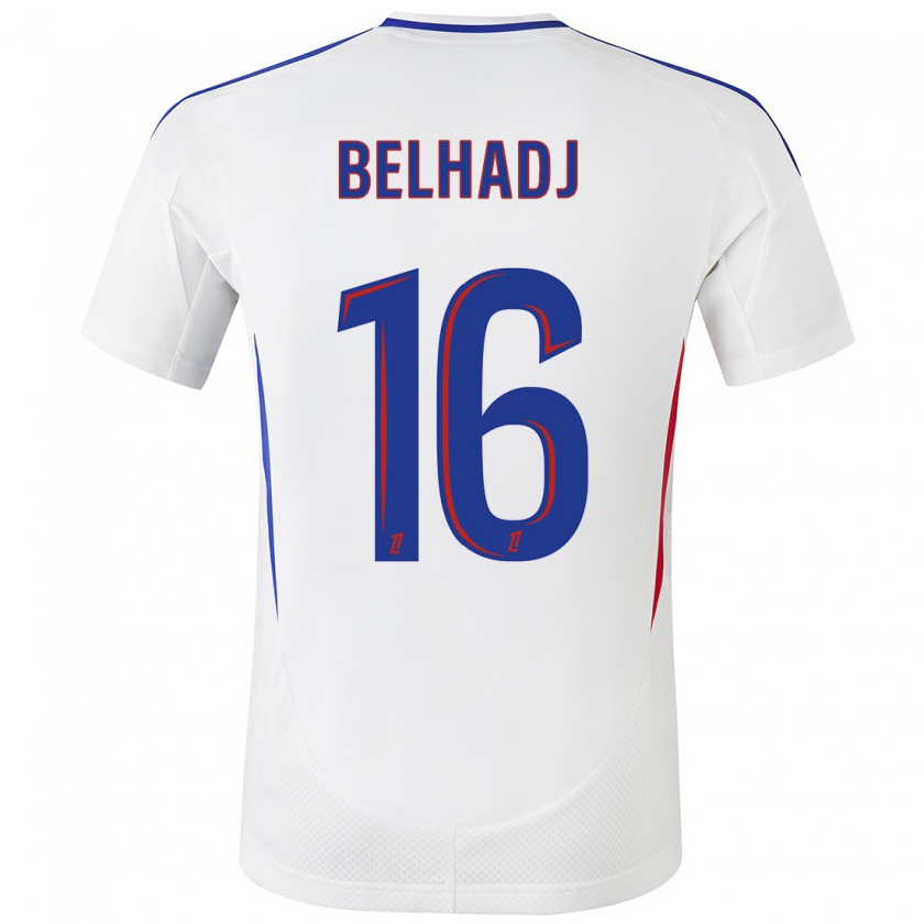 Kandiny Niño Camiseta Féerine Belhadj #16 Blanco Azul 1ª Equipación 2024/25 La Camisa Chile