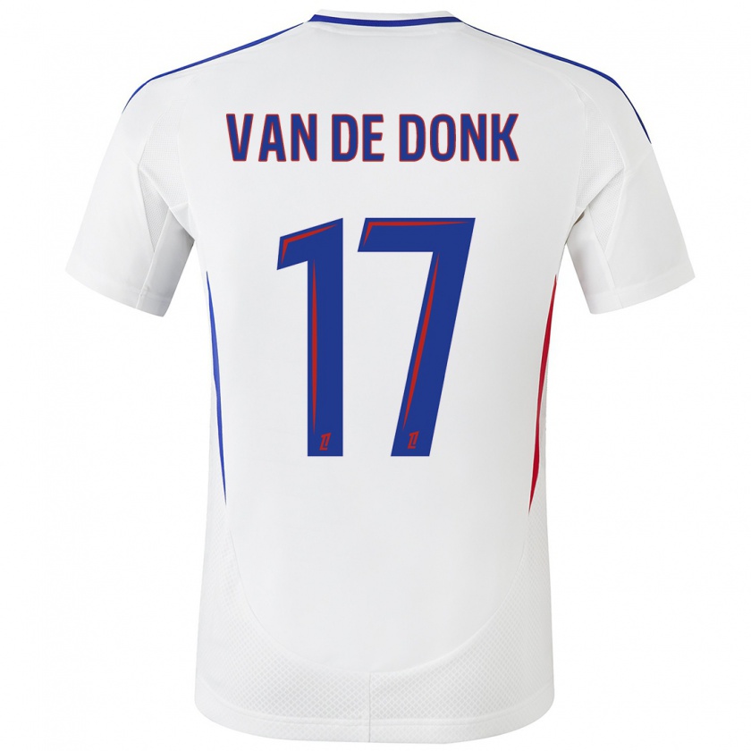 Kandiny Niño Camiseta Daniëlle Van De Donk #17 Blanco Azul 1ª Equipación 2024/25 La Camisa Chile