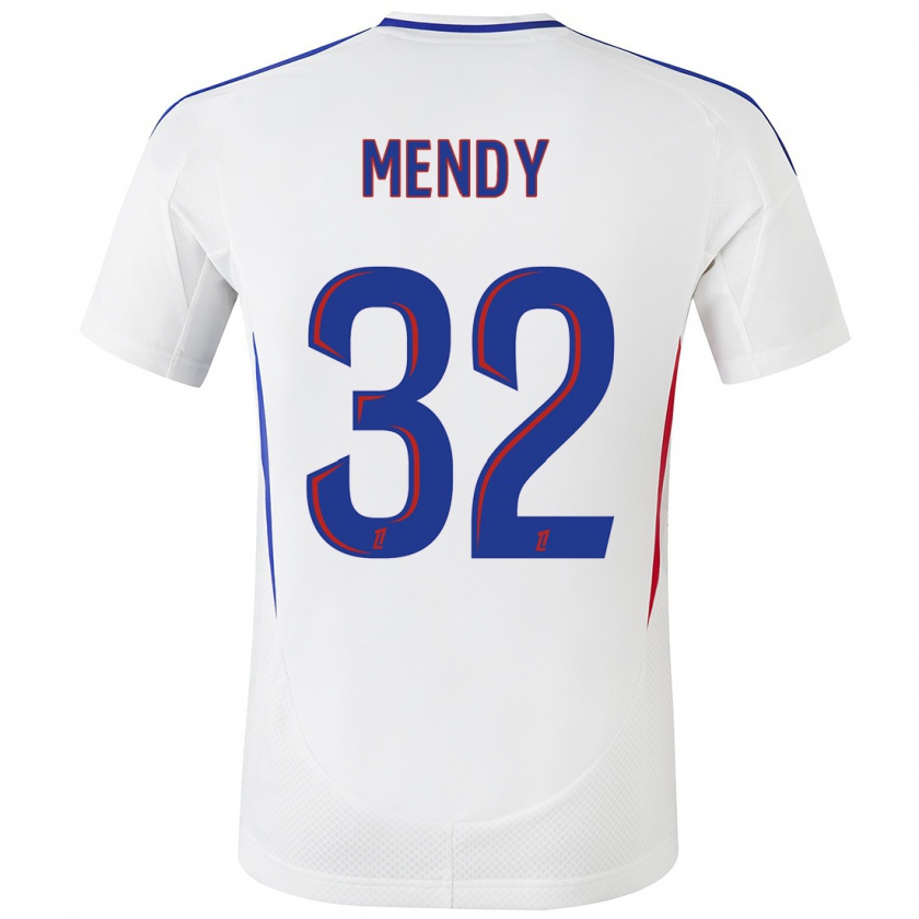 Kandiny Niño Camiseta Maeline Mendy #32 Blanco Azul 1ª Equipación 2024/25 La Camisa Chile