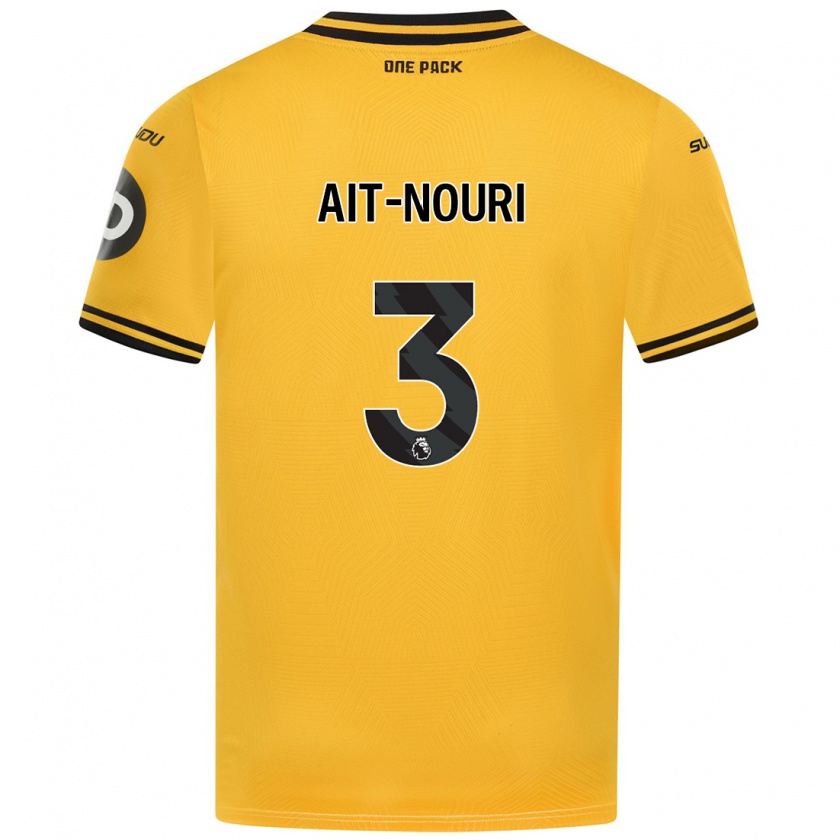 Kandiny Niño Camiseta Rayan Aït-Nouri #3 Amarillo 1ª Equipación 2024/25 La Camisa Chile