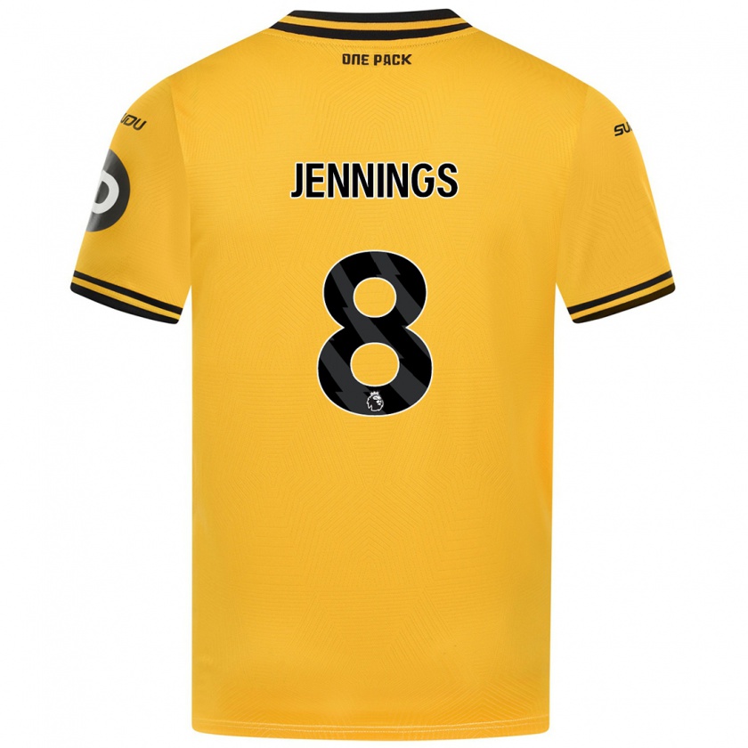 Kandiny Niño Camiseta Shannie Jennings #8 Amarillo 1ª Equipación 2024/25 La Camisa Chile