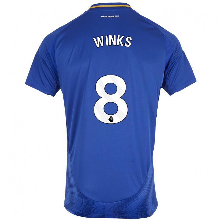 Kandiny Niño Camiseta Harry Winks #8 Azul Blanco 1ª Equipación 2024/25 La Camisa Chile