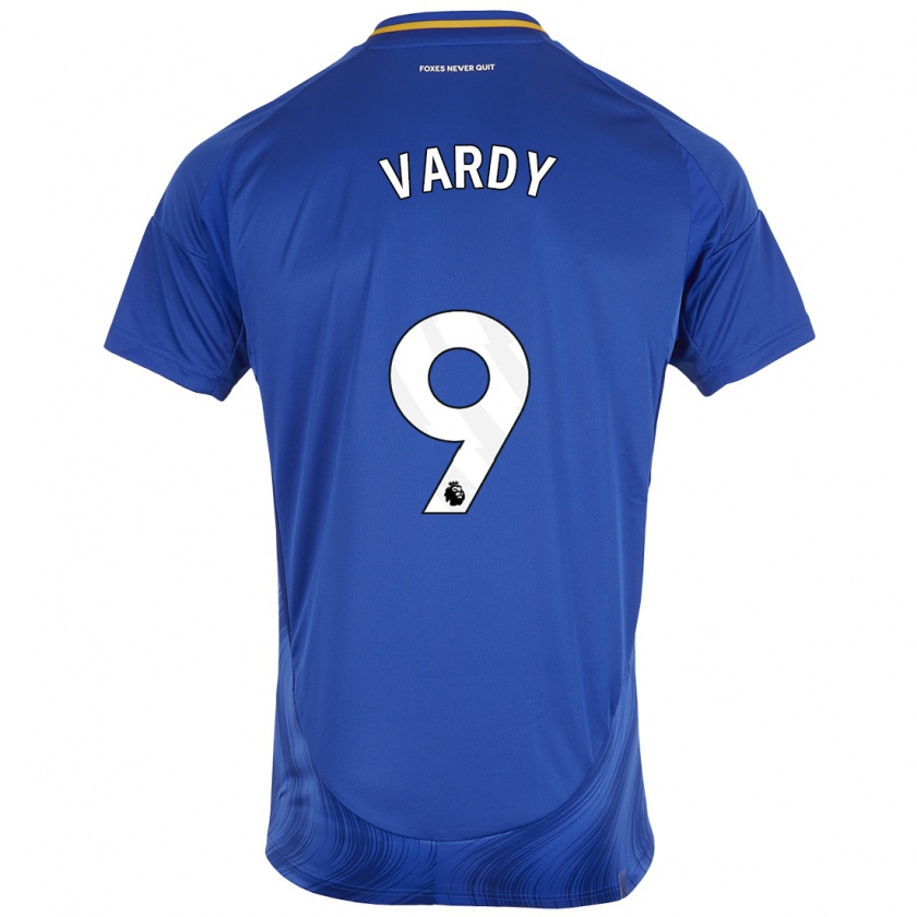 Kandiny Niño Camiseta Jamie Vardy #9 Azul Blanco 1ª Equipación 2024/25 La Camisa Chile