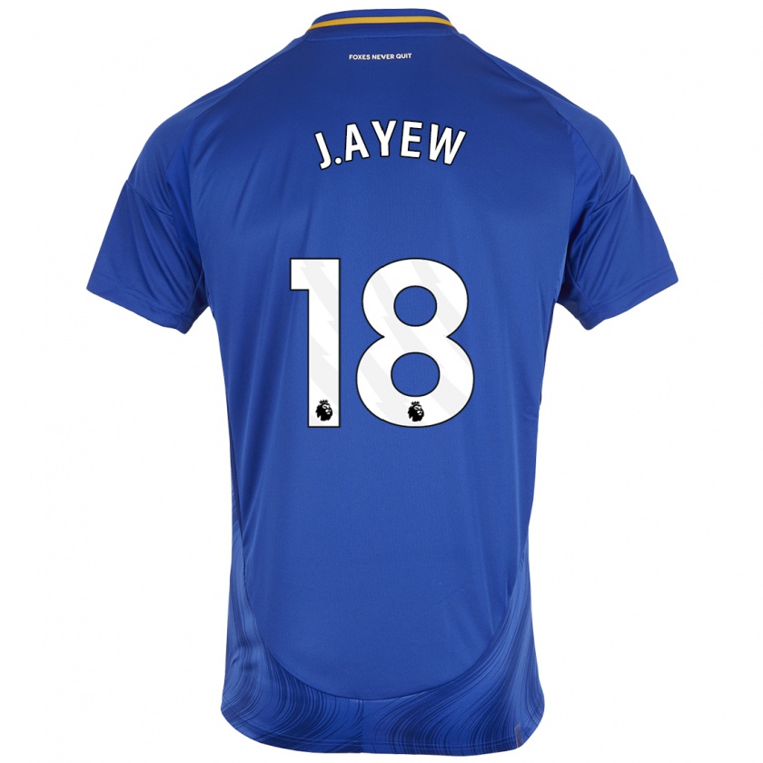 Kandiny Niño Camiseta Jordan Ayew #18 Azul Blanco 1ª Equipación 2024/25 La Camisa Chile