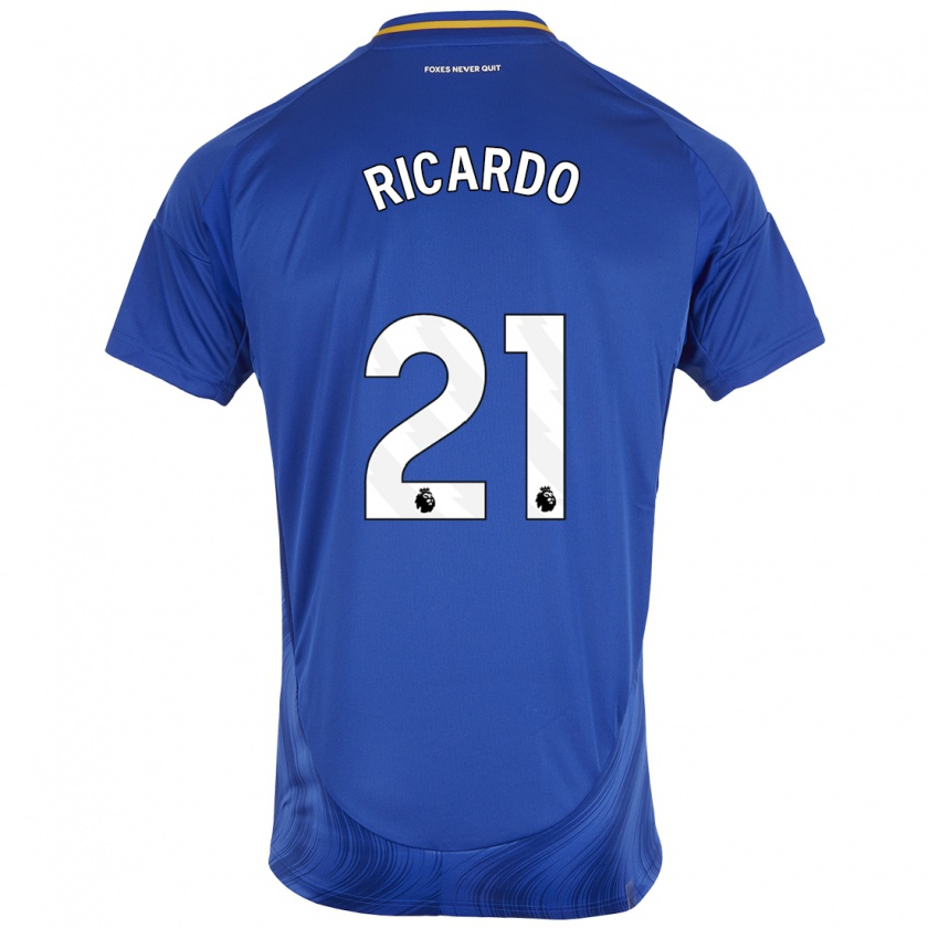 Kandiny Niño Camiseta Ricardo Pereira #21 Azul Blanco 1ª Equipación 2024/25 La Camisa Chile