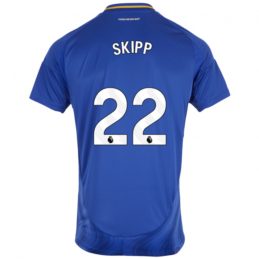 Kandiny Niño Camiseta Oliver Skipp #22 Azul Blanco 1ª Equipación 2024/25 La Camisa Chile