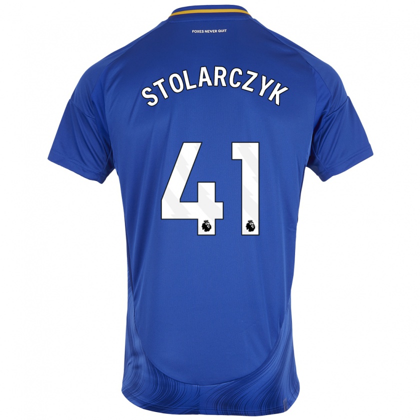 Kandiny Niño Camiseta Jakub Stolarczyk #41 Azul Blanco 1ª Equipación 2024/25 La Camisa Chile