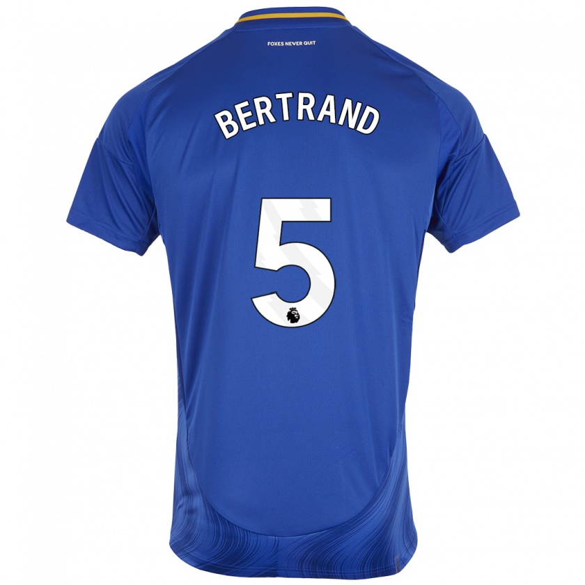 Kandiny Niño Camiseta Ryan Bertrand #5 Azul Blanco 1ª Equipación 2024/25 La Camisa Chile