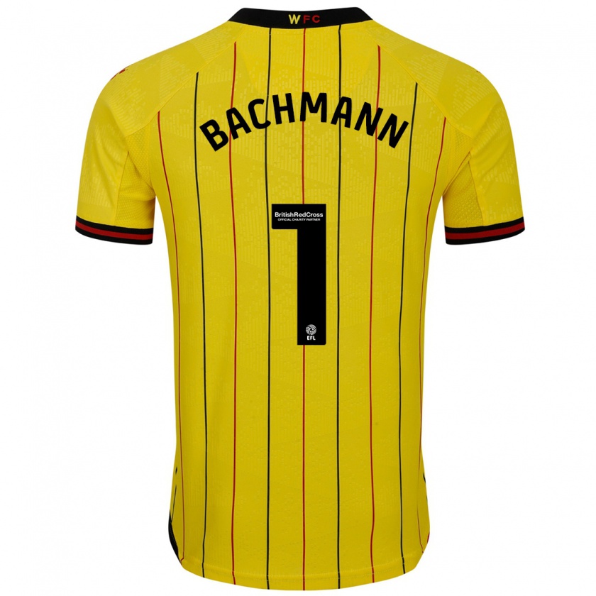 Kandiny Niño Camiseta Daniel Bachmann #1 Amarillo Negro 1ª Equipación 2024/25 La Camisa Chile