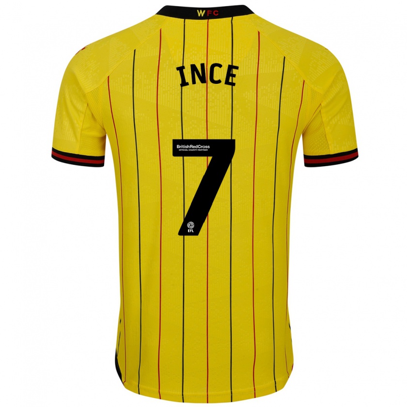 Kandiny Niño Camiseta Tom Ince #7 Amarillo Negro 1ª Equipación 2024/25 La Camisa Chile