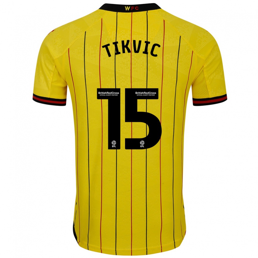 Kandiny Niño Camiseta Antonio Tikvic #15 Amarillo Negro 1ª Equipación 2024/25 La Camisa Chile