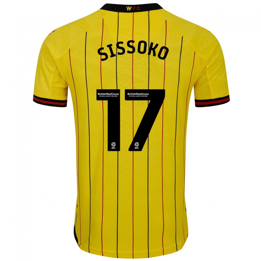 Kandiny Niño Camiseta Moussa Sissoko #17 Amarillo Negro 1ª Equipación 2024/25 La Camisa Chile