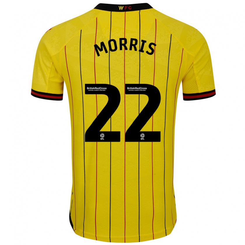 Kandiny Niño Camiseta James Morris #22 Amarillo Negro 1ª Equipación 2024/25 La Camisa Chile