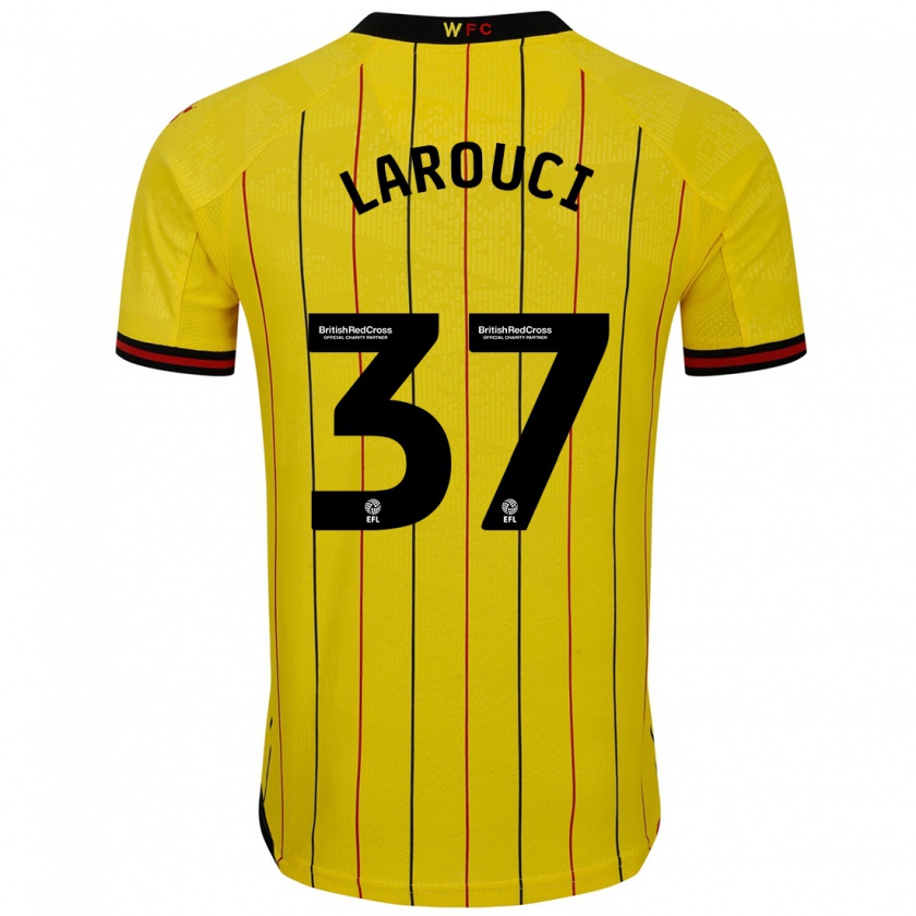 Kandiny Niño Camiseta Yasser Larouci #37 Amarillo Negro 1ª Equipación 2024/25 La Camisa Chile