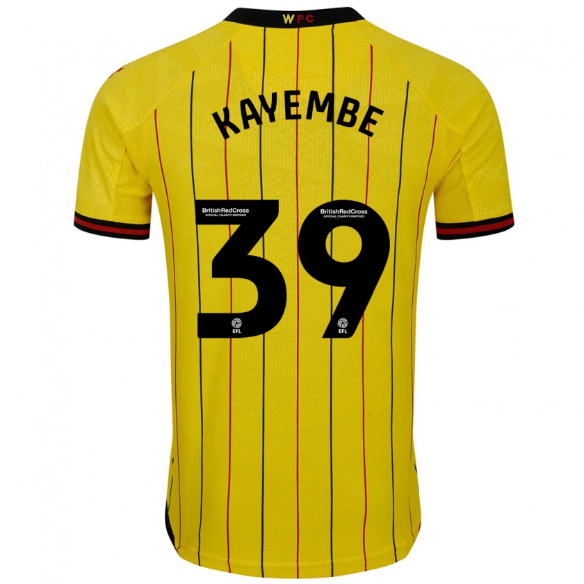 Kandiny Niño Camiseta Edo Kayembe #39 Amarillo Negro 1ª Equipación 2024/25 La Camisa Chile