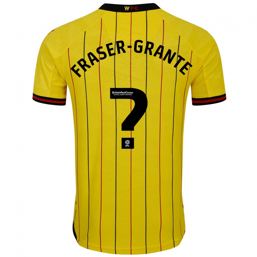 Kandiny Niño Camiseta Zak Fraser-Grante #0 Amarillo Negro 1ª Equipación 2024/25 La Camisa Chile