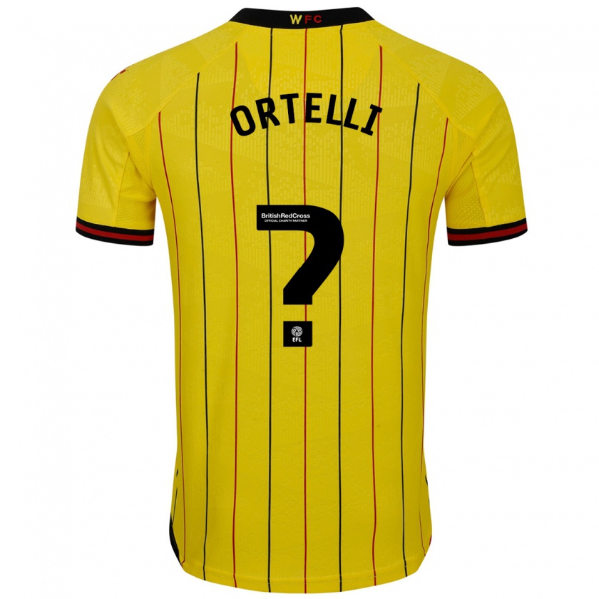 Kandiny Niño Camiseta Gabriel Ortelli #0 Amarillo Negro 1ª Equipación 2024/25 La Camisa Chile