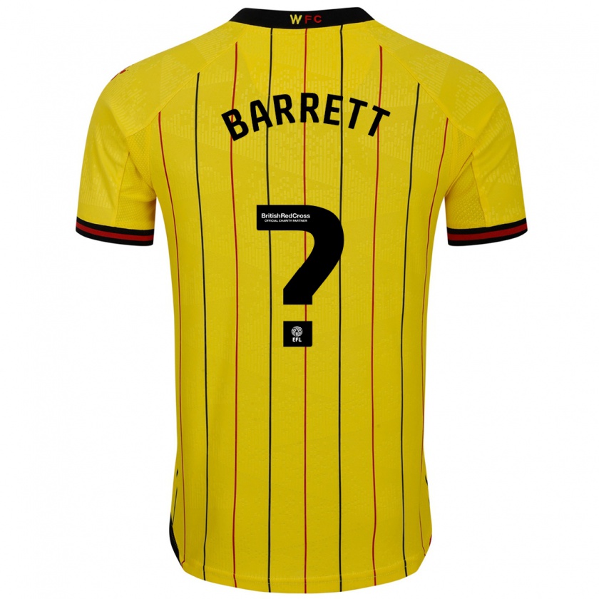 Kandiny Niño Camiseta Hayden Barrett #0 Amarillo Negro 1ª Equipación 2024/25 La Camisa Chile