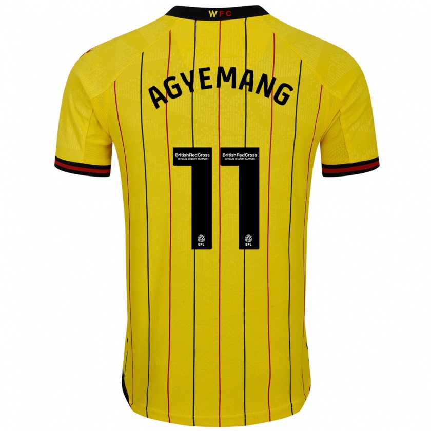 Kandiny Niño Camiseta Michelle Agyemang #11 Amarillo Negro 1ª Equipación 2024/25 La Camisa Chile