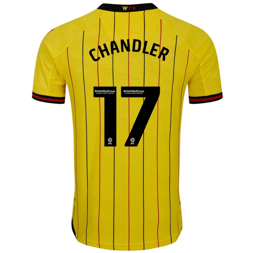 Kandiny Niño Camiseta Megan Chandler #17 Amarillo Negro 1ª Equipación 2024/25 La Camisa Chile