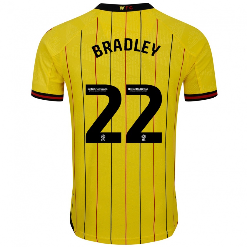 Kandiny Niño Camiseta Jade Bradley #22 Amarillo Negro 1ª Equipación 2024/25 La Camisa Chile