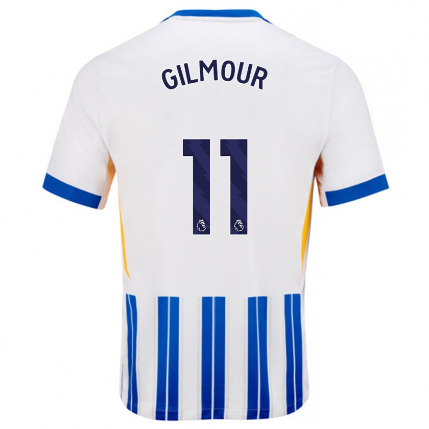 Kandiny Niño Camiseta Billy Gilmour #11 Blanco Azul Rayas 1ª Equipación 2024/25 La Camisa Chile