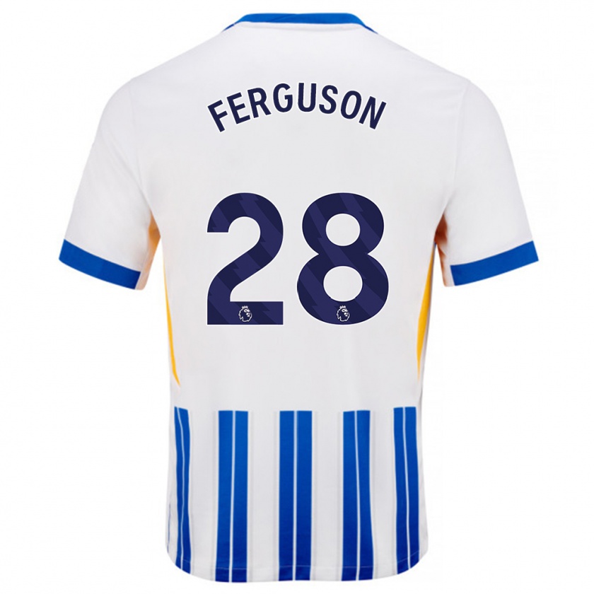 Kandiny Niño Camiseta Evan Ferguson #28 Blanco Azul Rayas 1ª Equipación 2024/25 La Camisa Chile