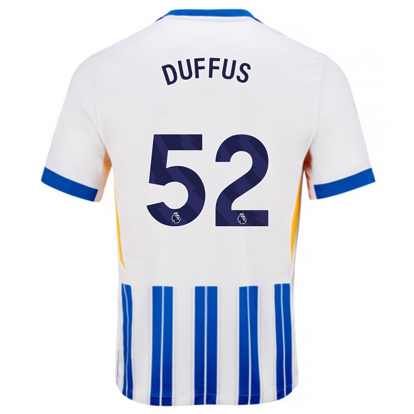 Kandiny Niño Camiseta Josh Duffus #52 Blanco Azul Rayas 1ª Equipación 2024/25 La Camisa Chile