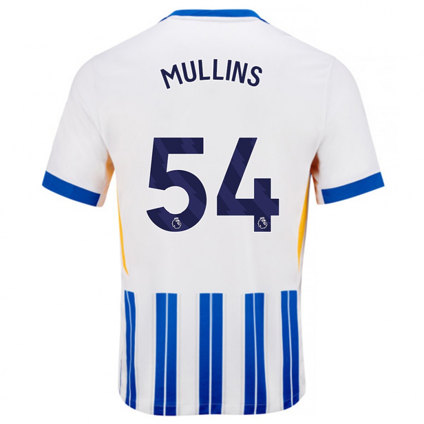 Kandiny Niño Camiseta Jamie Mullins #54 Blanco Azul Rayas 1ª Equipación 2024/25 La Camisa Chile