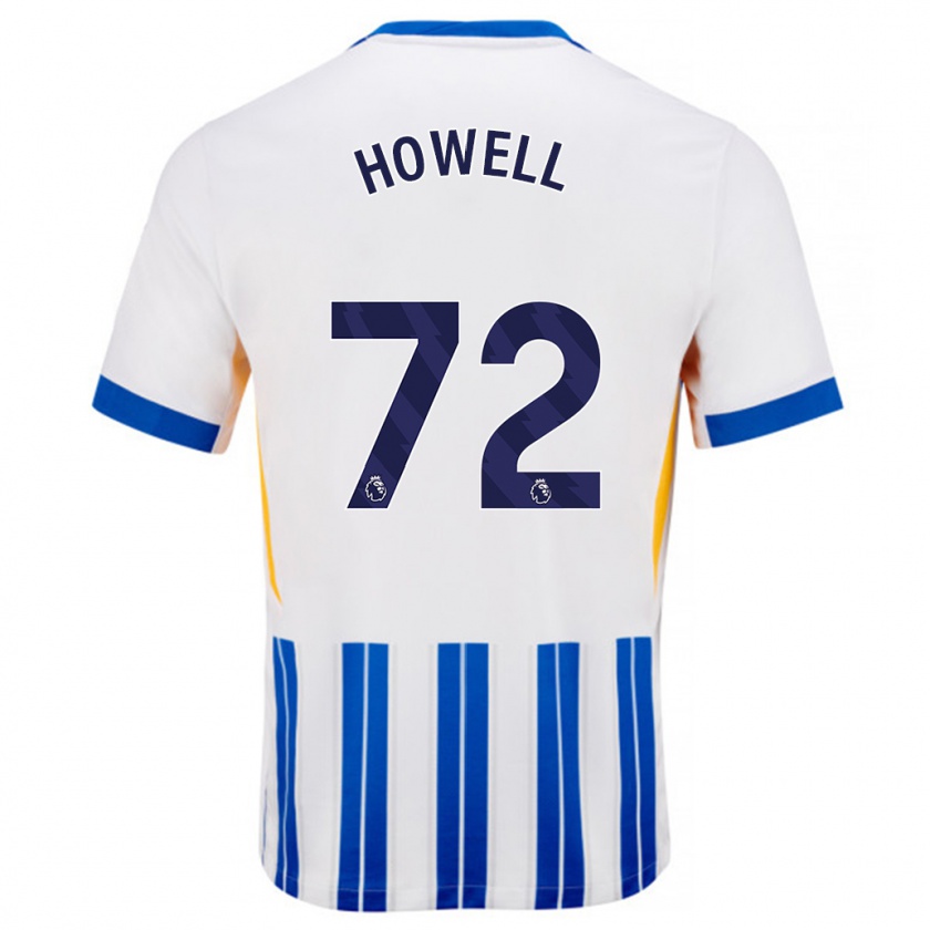 Kandiny Niño Camiseta Harry Howell #72 Blanco Azul Rayas 1ª Equipación 2024/25 La Camisa Chile