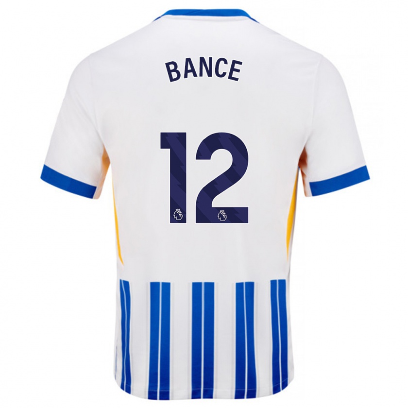 Kandiny Niño Camiseta Libby Bance #12 Blanco Azul Rayas 1ª Equipación 2024/25 La Camisa Chile