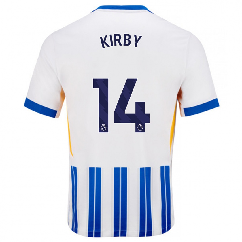 Kandiny Niño Camiseta Fran Kirby #14 Blanco Azul Rayas 1ª Equipación 2024/25 La Camisa Chile