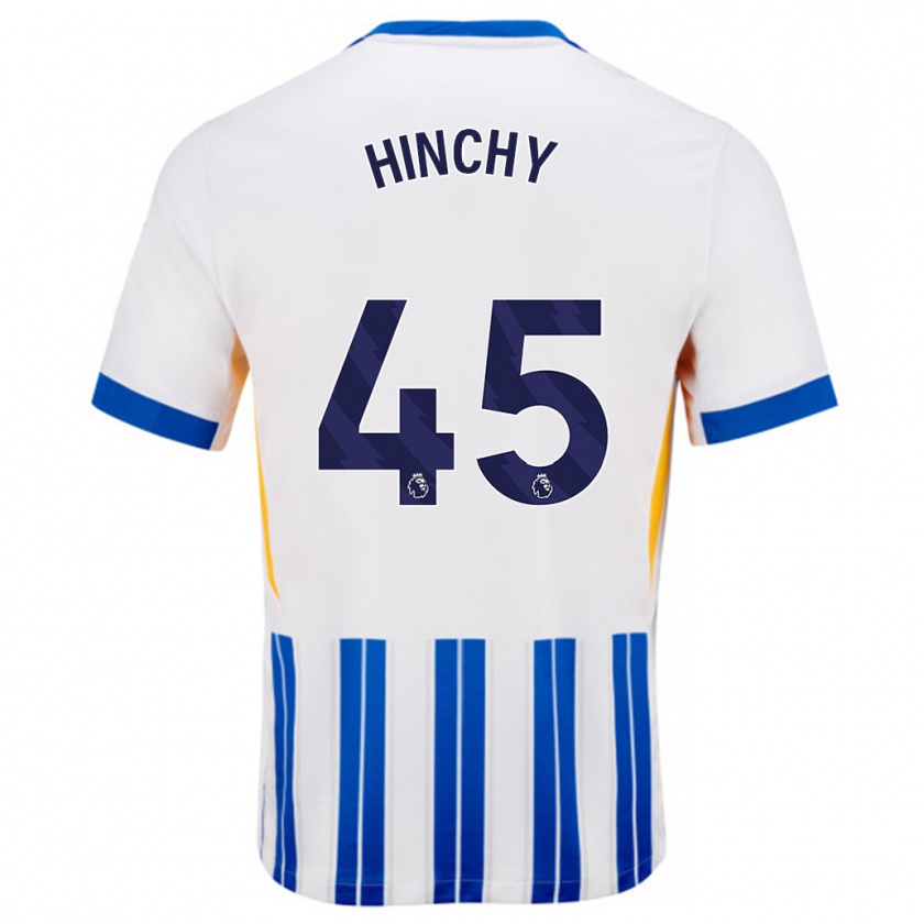 Kandiny Niño Camiseta Jack Hinchy #45 Blanco Azul Rayas 1ª Equipación 2024/25 La Camisa Chile