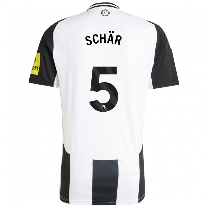 Kandiny Niño Camiseta Fabian Schär #5 Blanco Negro 1ª Equipación 2024/25 La Camisa Chile