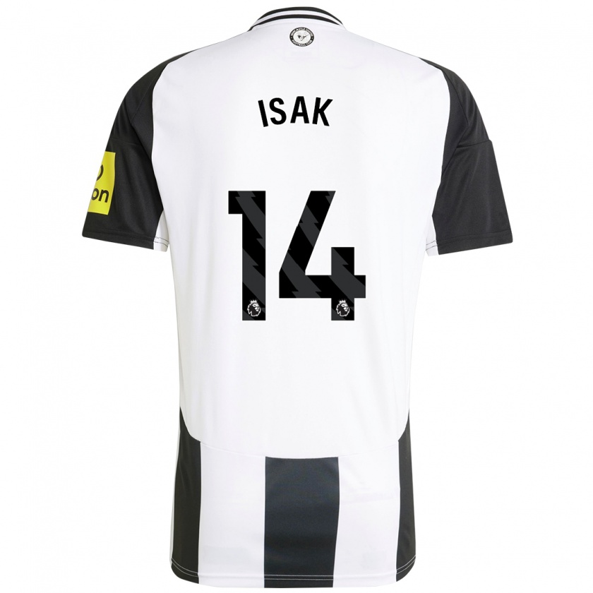 Kandiny Niño Camiseta Alexander Isak #14 Blanco Negro 1ª Equipación 2024/25 La Camisa Chile