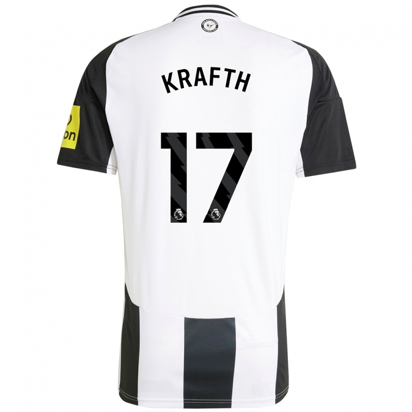 Kandiny Niño Camiseta Emil Krafth #17 Blanco Negro 1ª Equipación 2024/25 La Camisa Chile