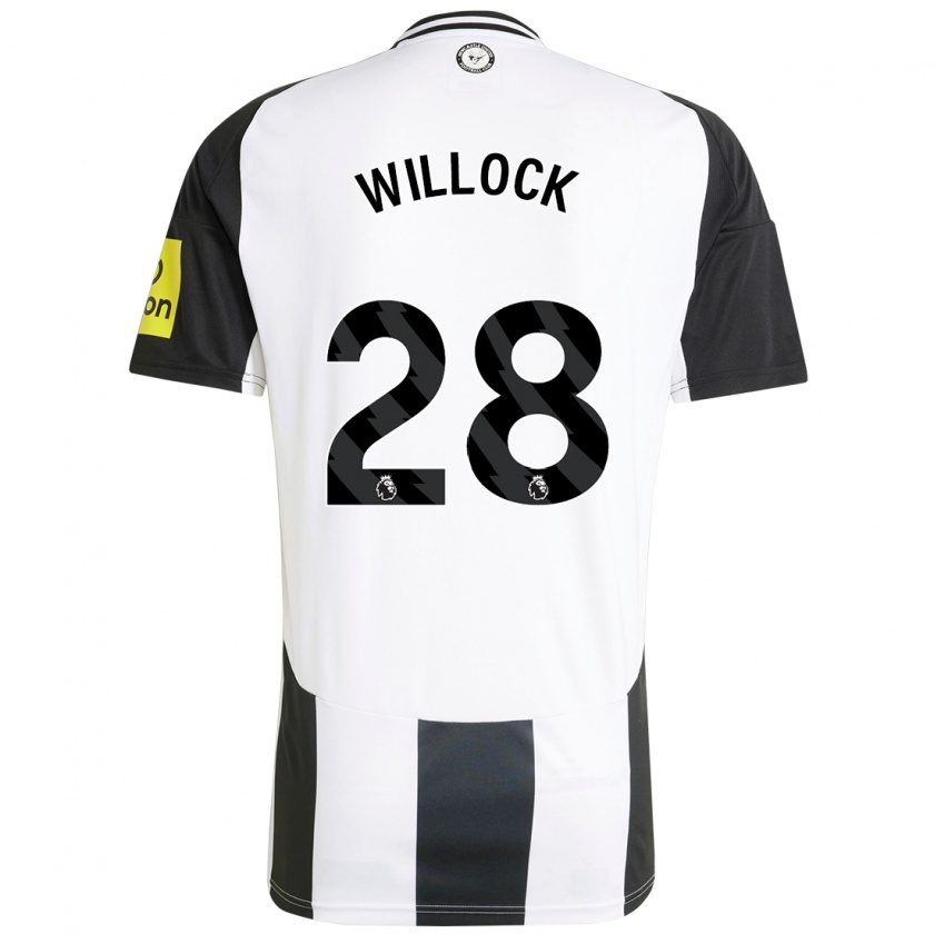 Kandiny Niño Camiseta Joe Willock #28 Blanco Negro 1ª Equipación 2024/25 La Camisa Chile