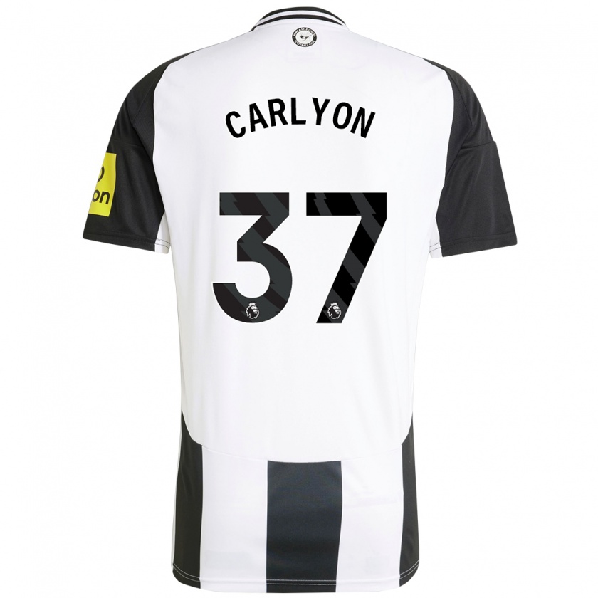 Kandiny Niño Camiseta Nathan Carlyon #37 Blanco Negro 1ª Equipación 2024/25 La Camisa Chile