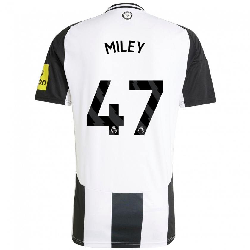 Kandiny Niño Camiseta Jamie Miley #47 Blanco Negro 1ª Equipación 2024/25 La Camisa Chile