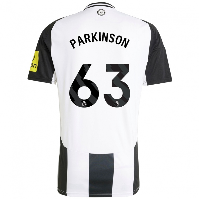 Kandiny Niño Camiseta Ben Parkinson #63 Blanco Negro 1ª Equipación 2024/25 La Camisa Chile