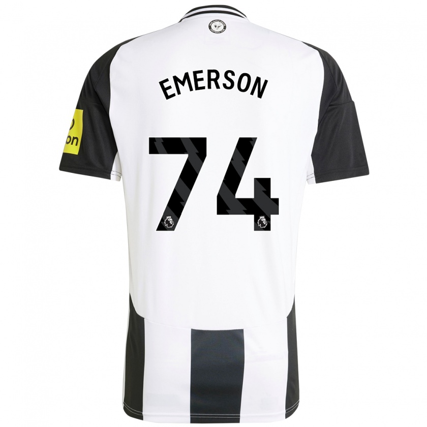 Kandiny Niño Camiseta Johnny Emerson #74 Blanco Negro 1ª Equipación 2024/25 La Camisa Chile